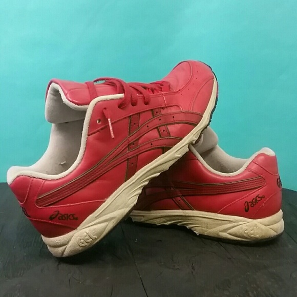 Rare Japanese Asics Red Leather GEL sz 9 Vintage - Picture 7 of 8